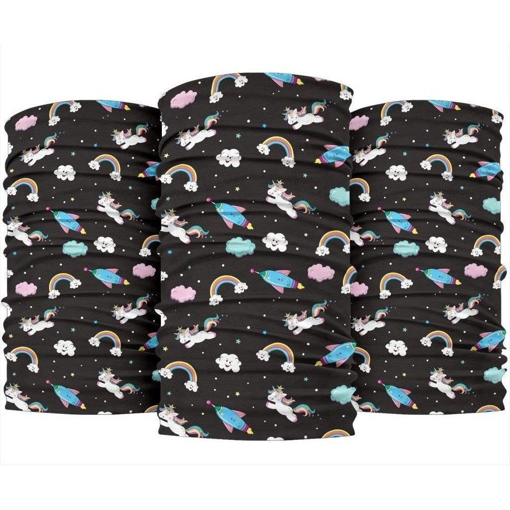 Star Space Unicorn Pattern Print 3-Pack Bandanas