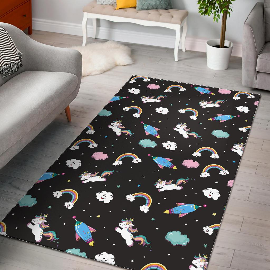 Star Space Unicorn Pattern Print Area Rug