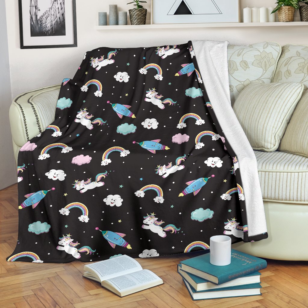 Star Space Unicorn Pattern Print Blanket