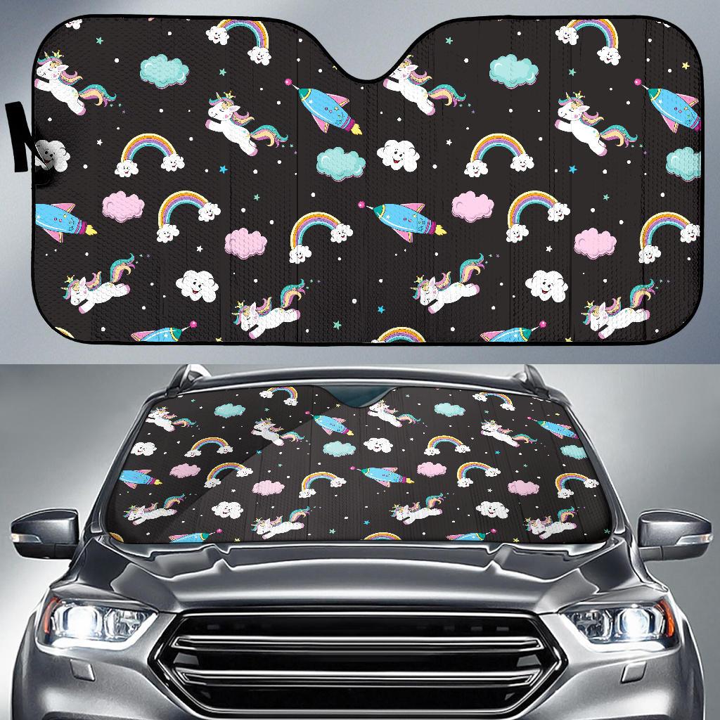 Star Space Unicorn Pattern Print Car Sun Shade