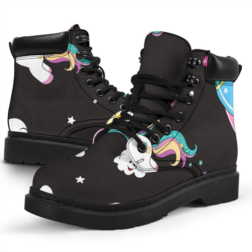 Star Space Unicorn Pattern Print Classic Boots