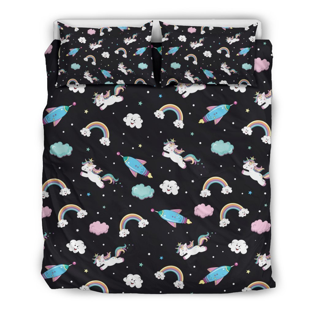 Star Space Unicorn Pattern Print Duvet Cover Bedding Set