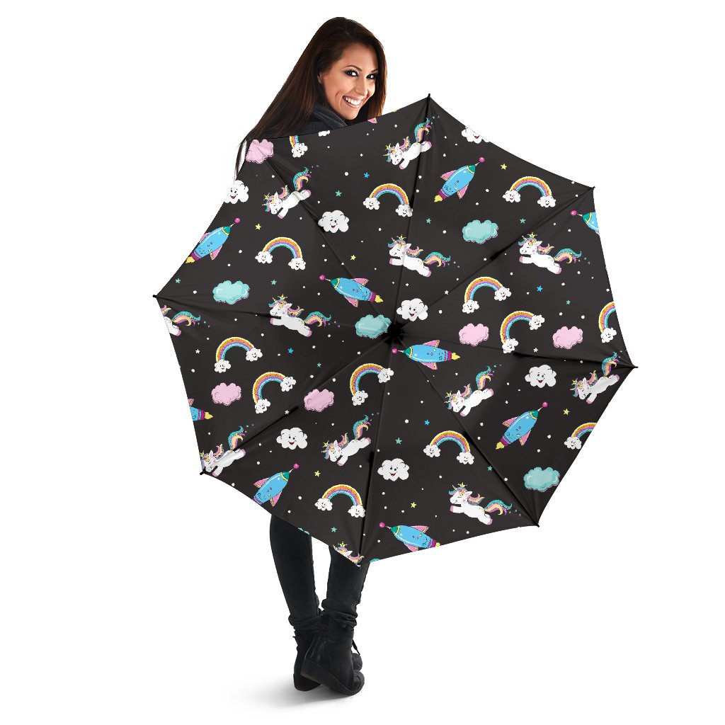 Star Space Unicorn Pattern Print Foldable Umbrella