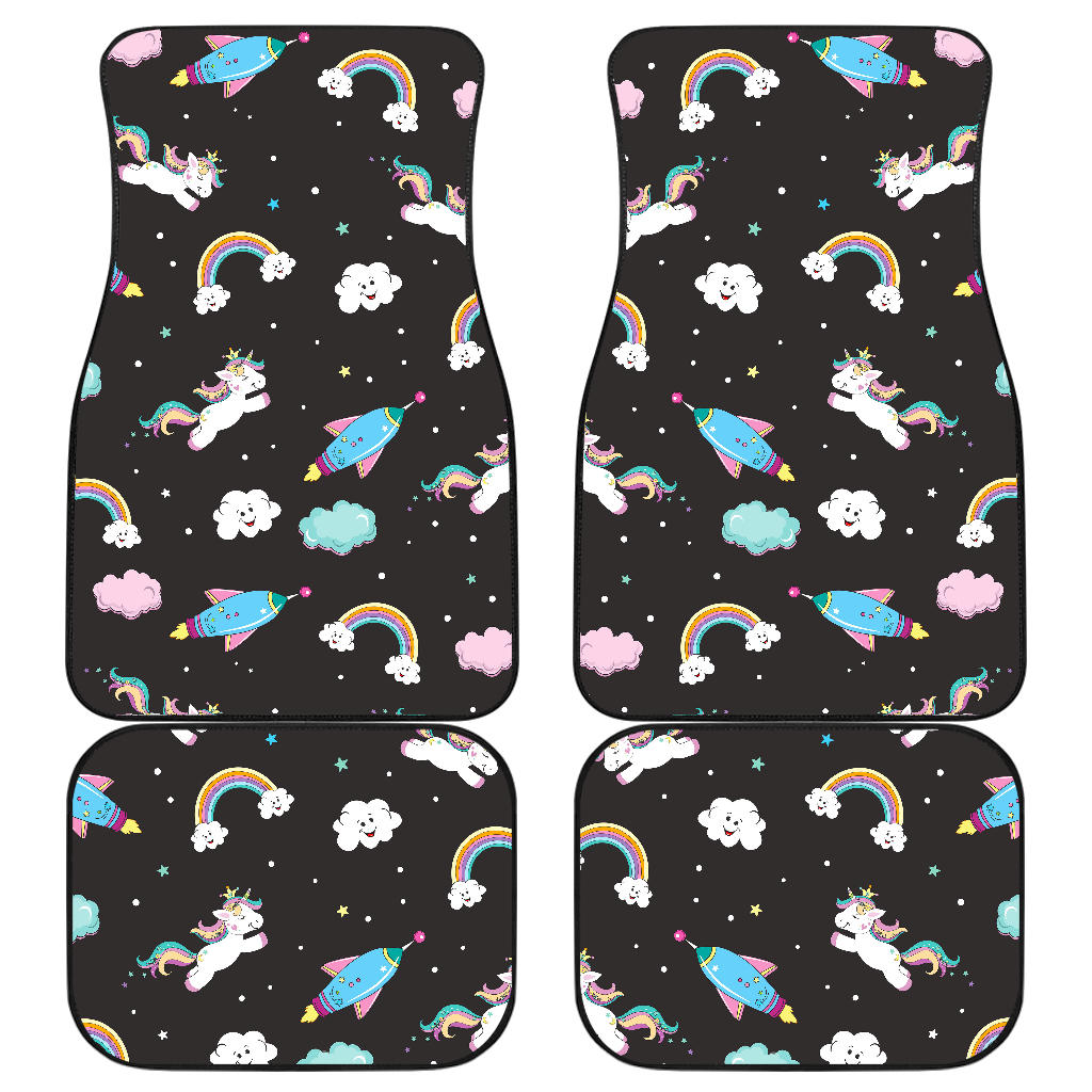 Star Space Unicorn Pattern Print Front and Back Car Floor Mats