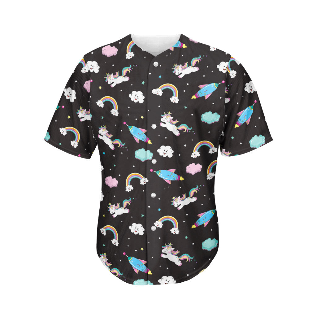 Star Space Unicorn Pattern Print Men's Baseball Jersey