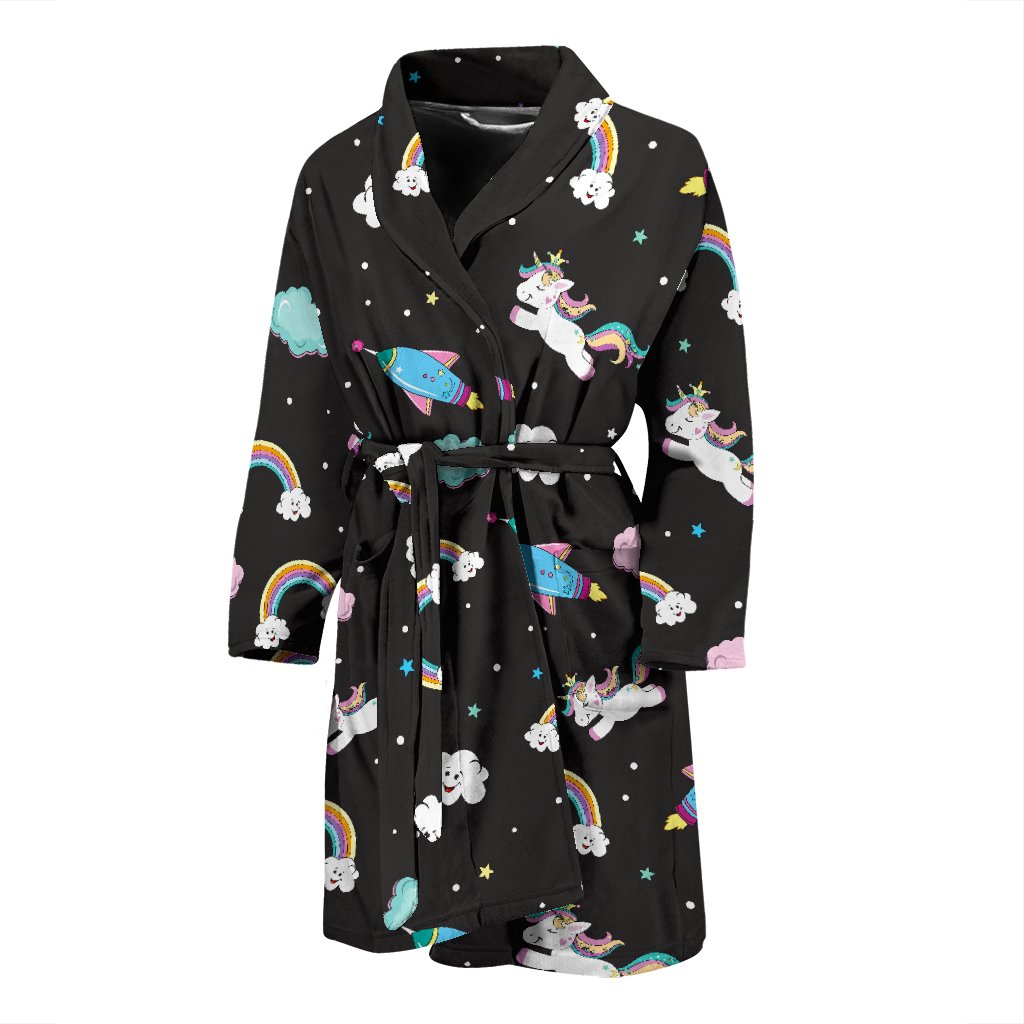 Star Space Unicorn Pattern Print Men's Bathrobe