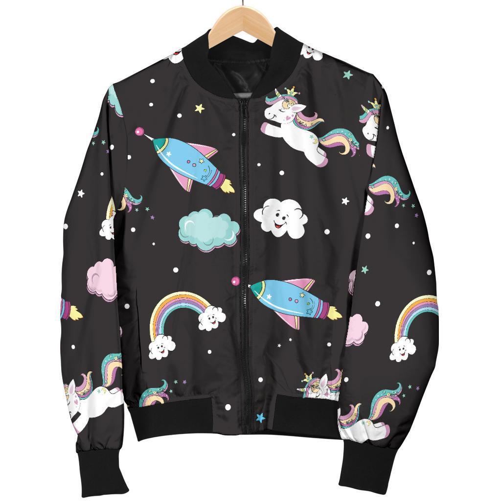 Star Space Unicorn Pattern Print Men's Bomber Jacket