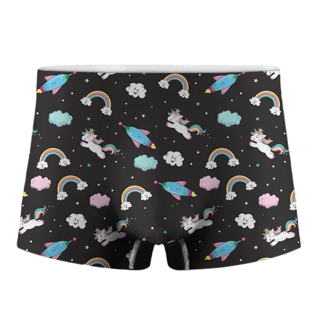 Star Space Unicorn Pattern Print Men's Boxer Briefs