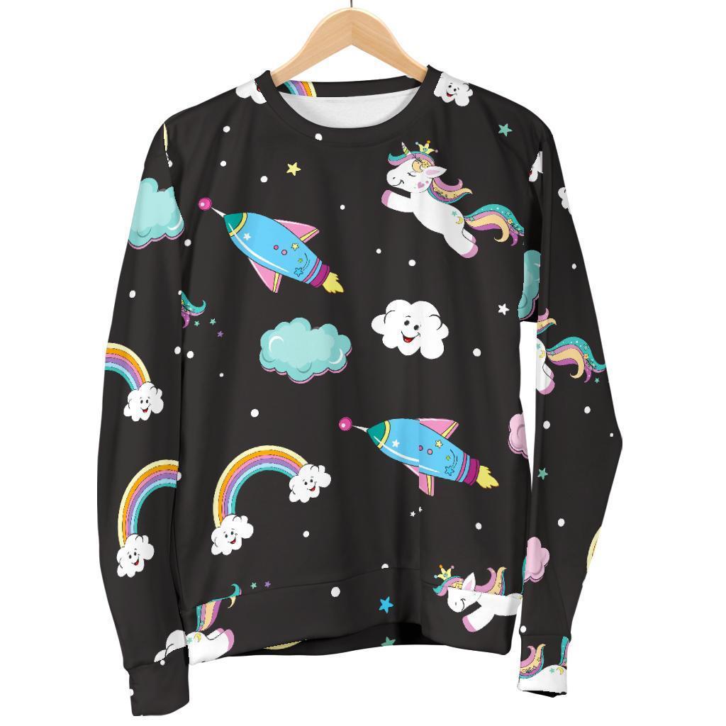 Star Space Unicorn Pattern Print Men's Crewneck Sweatshirt