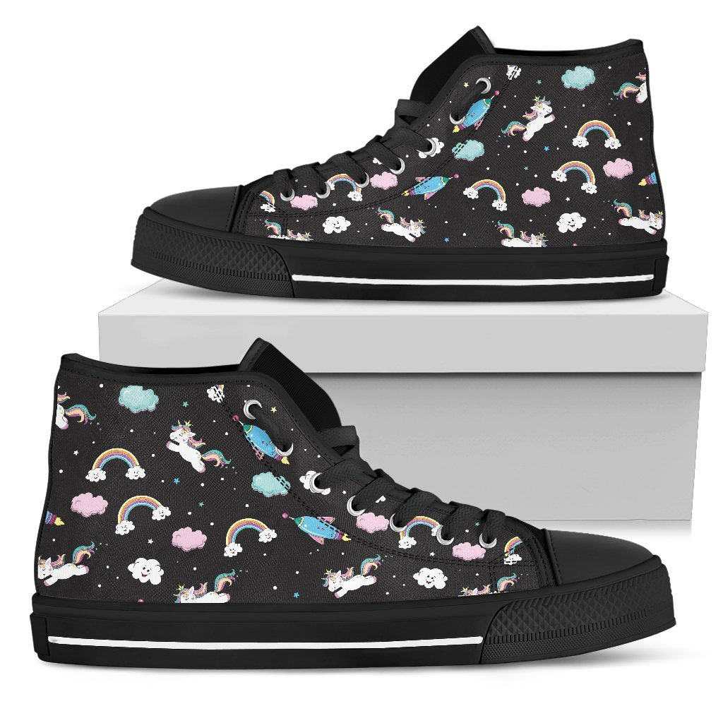 Star Space Unicorn Pattern Print Men's High Top Shoes