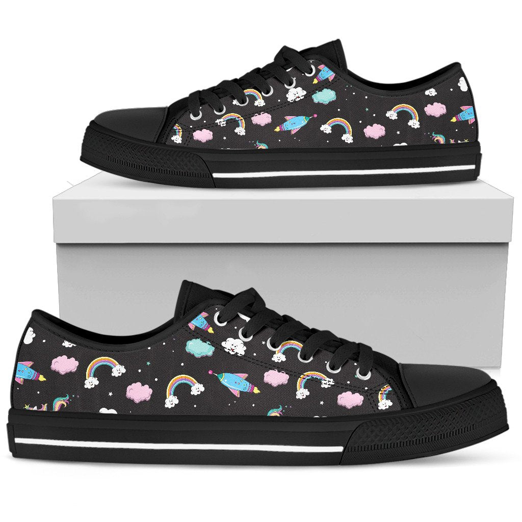 Star Space Unicorn Pattern Print Men's Low Top Shoes