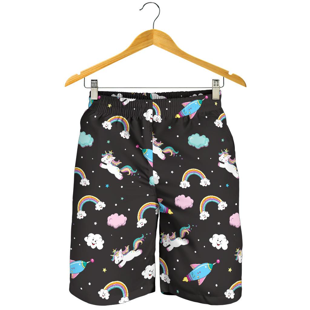 Star Space Unicorn Pattern Print Men's Shorts