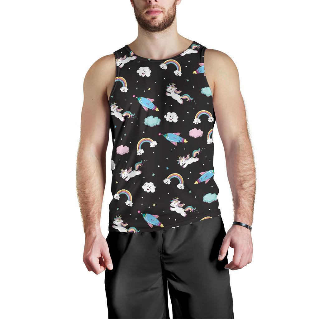 Star Space Unicorn Pattern Print Men's Tank Top