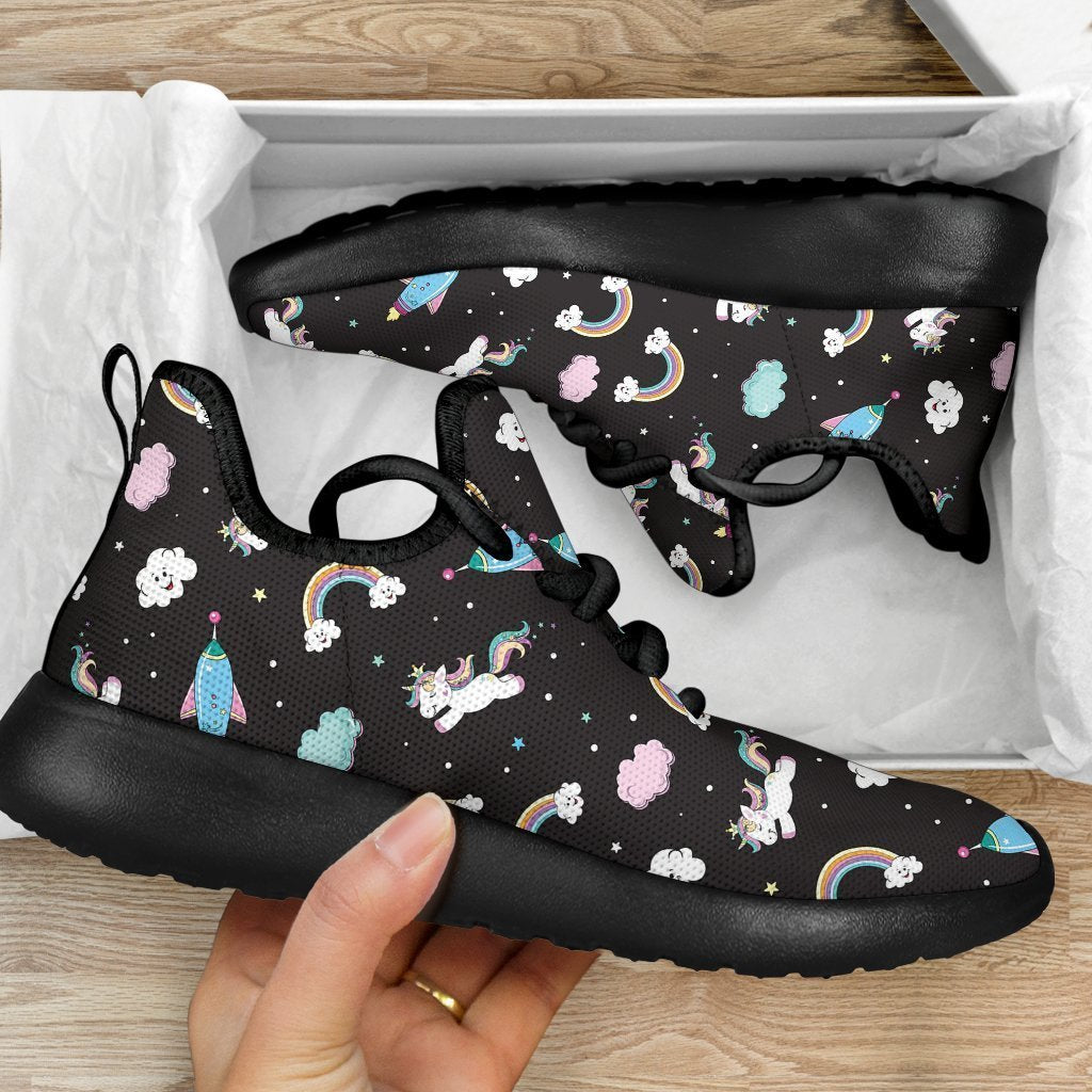 Star Space Unicorn Pattern Print Mesh Knit Shoes