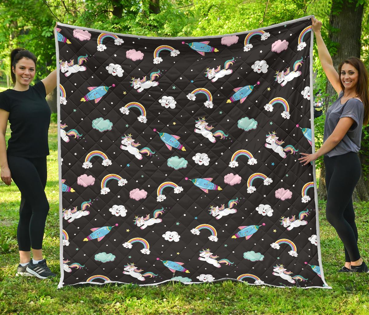 Star Space Unicorn Pattern Print Quilt