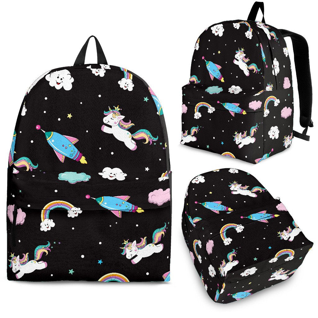 Star Space Unicorn Pattern Print School Backpack