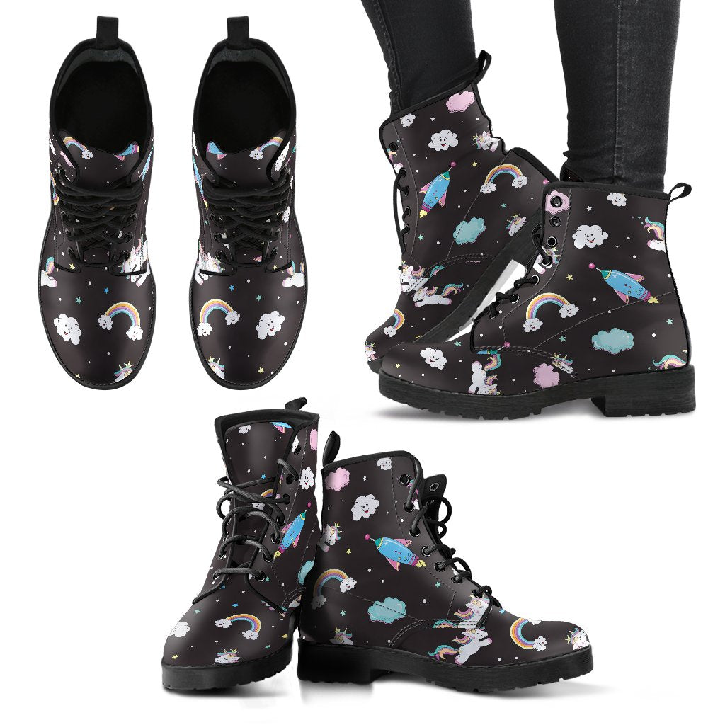 Star Space Unicorn Pattern Print Women's Boots