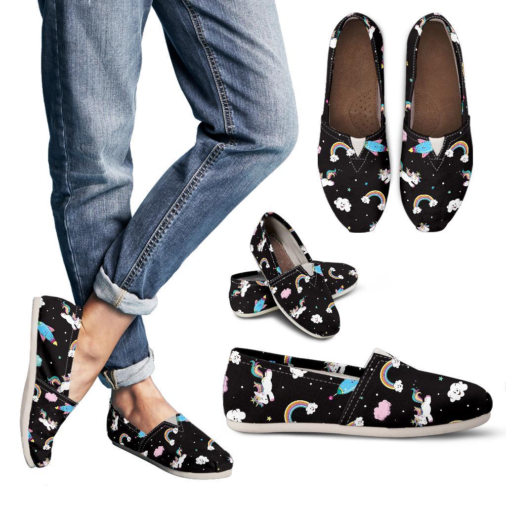 Star Space Unicorn Pattern Print Women's Casual Canvas Shoes