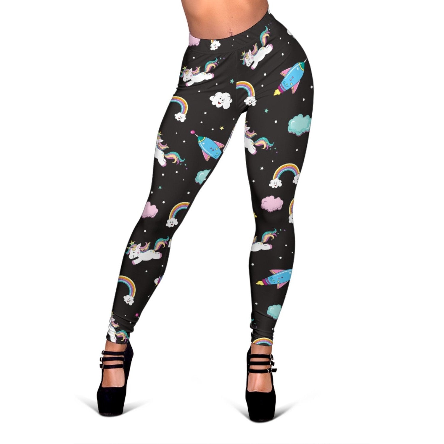 Star Space Unicorn Pattern Print Women's Leggings