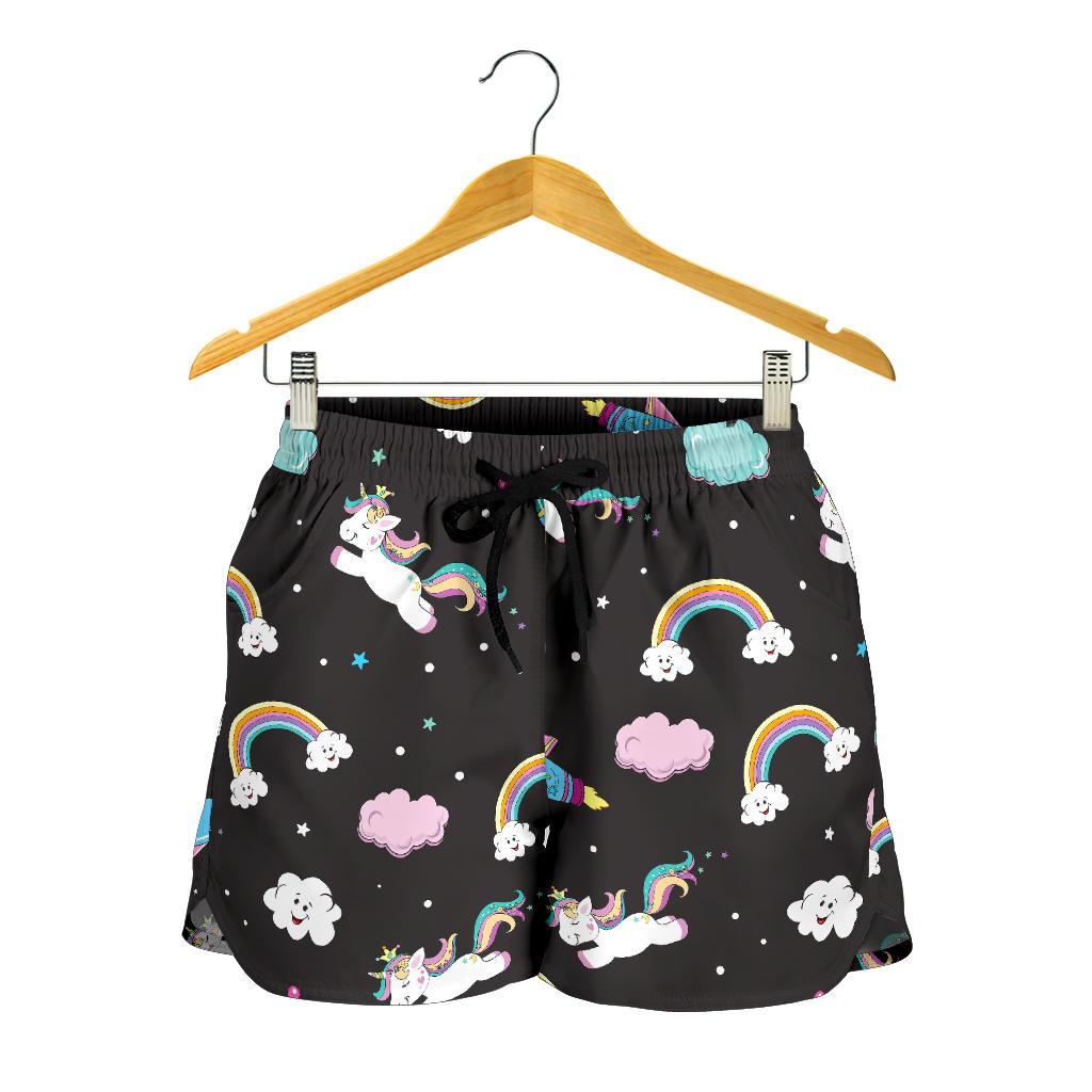 Star Space Unicorn Pattern Print Women's Shorts