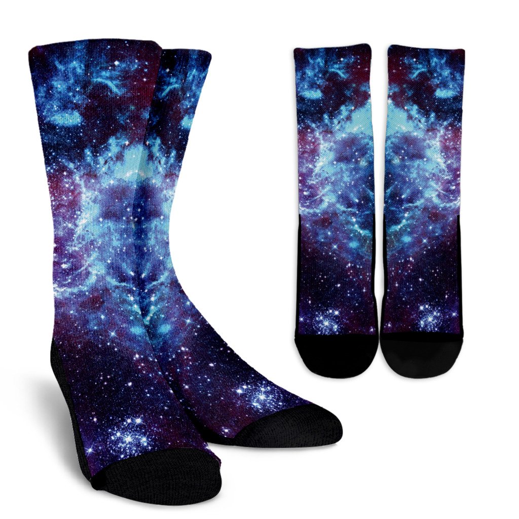 Starfield Nebula Galaxy Space Print Crew Socks