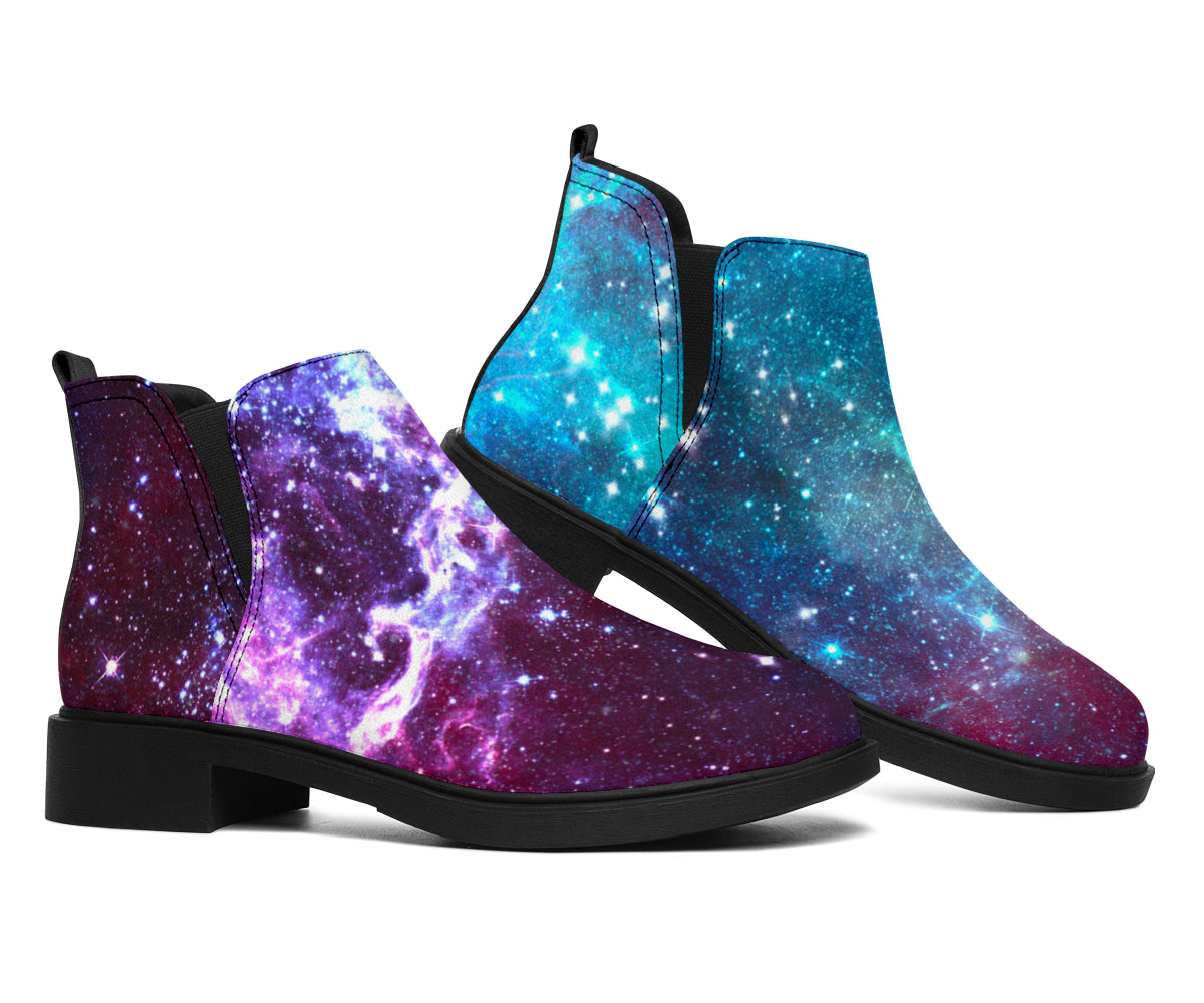 Starfield Nebula Galaxy Space Print Flat Ankle Boots