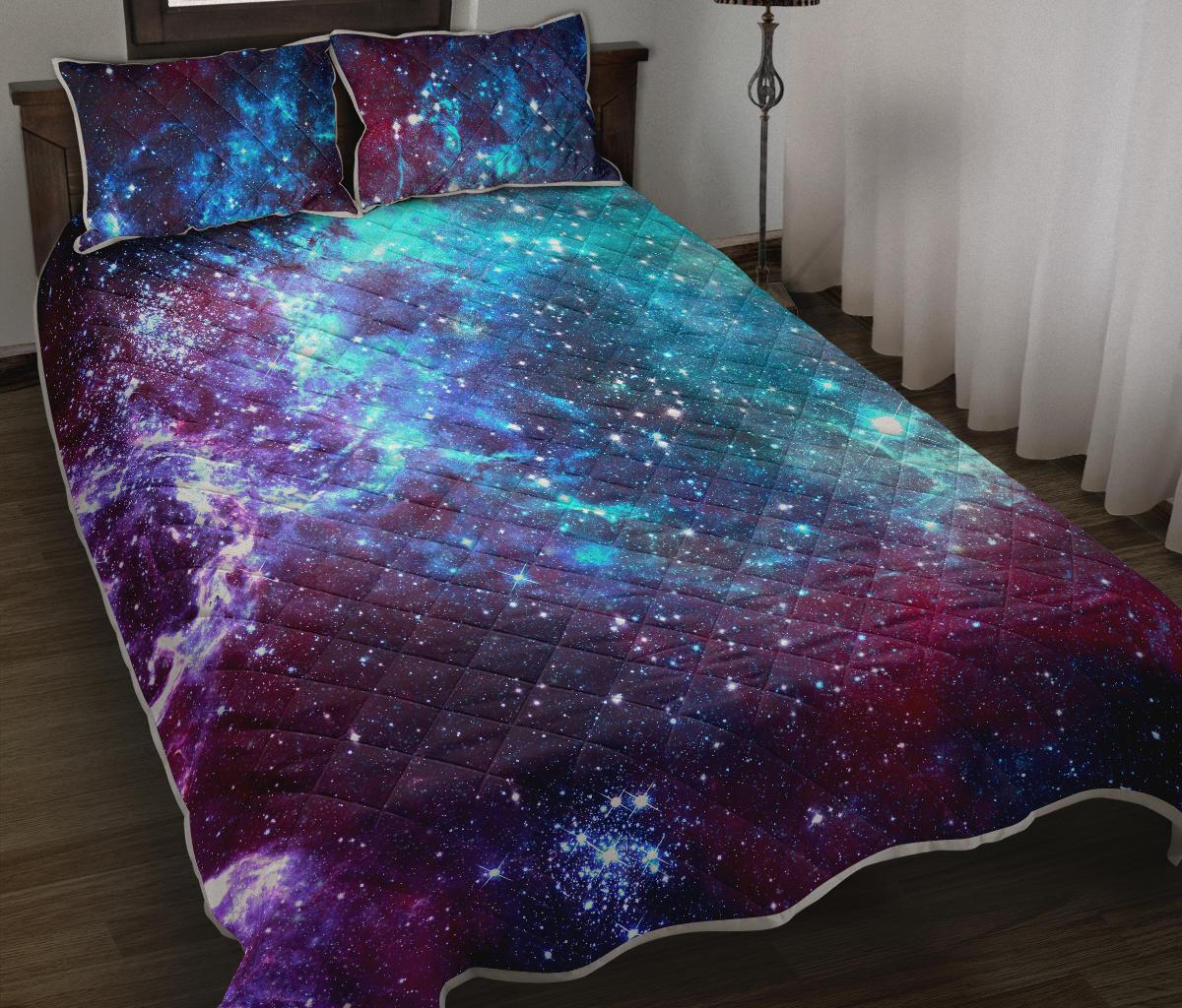 Starfield Nebula Galaxy Space Print Quilt Bed Set