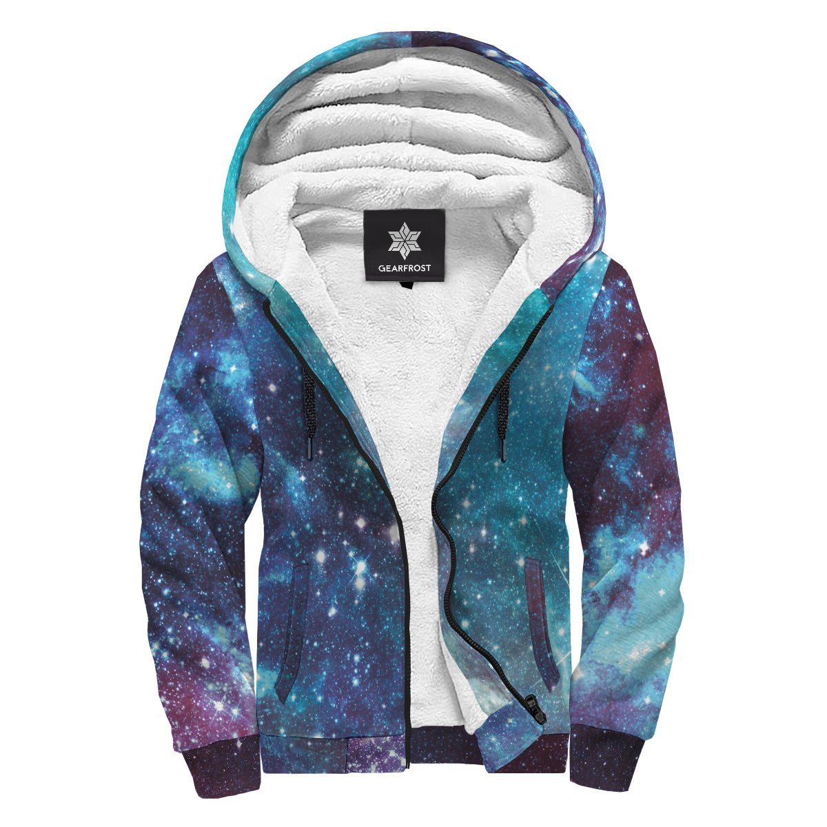 Starfield Nebula Galaxy Space Print Sherpa Lined Fleece Hoodie