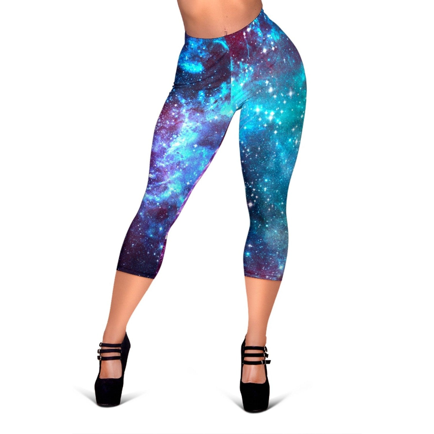 Starfield Nebula Galaxy Space Print Women's Capri Leggings