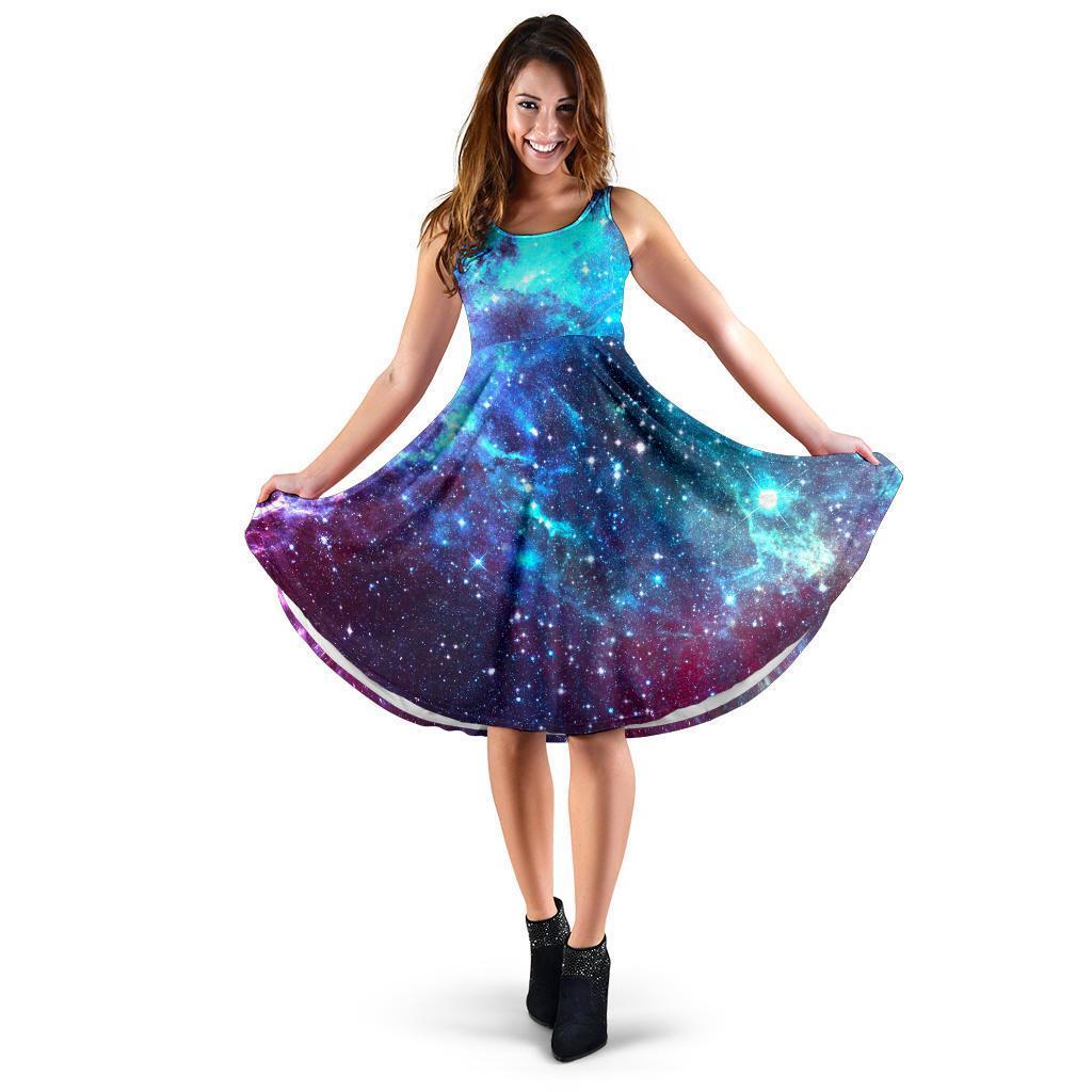 Starfield Nebula Galaxy Space Print Women's Dress