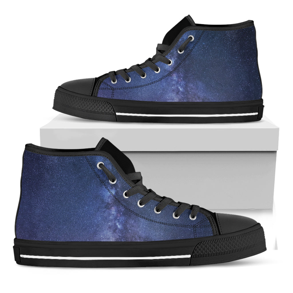 Stars Night Milky Way Print Black High Top Shoes