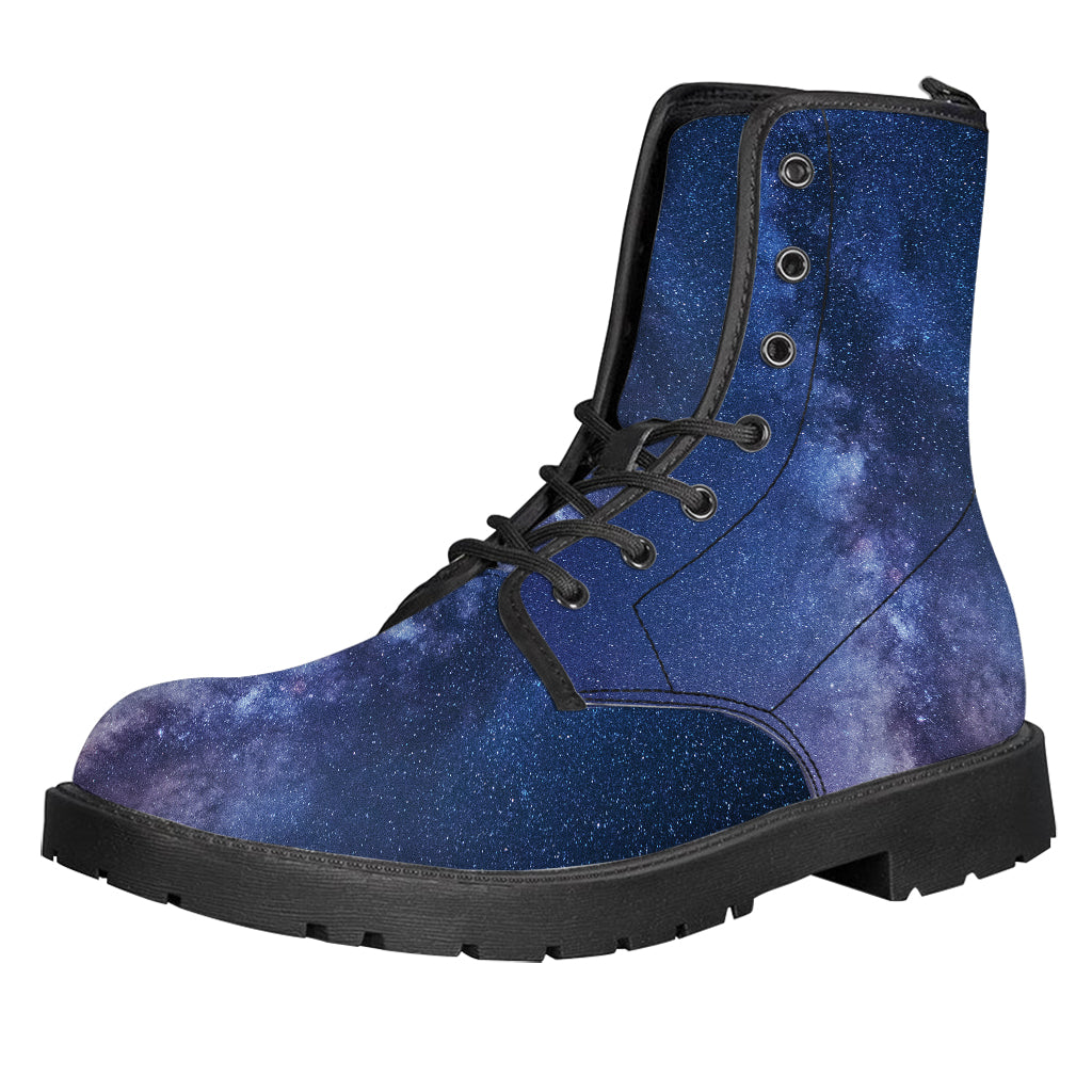 Stars Night Milky Way Print Leather Boots