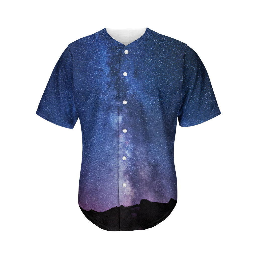 Stars Night Milky Way Print Men's Baseball Jersey