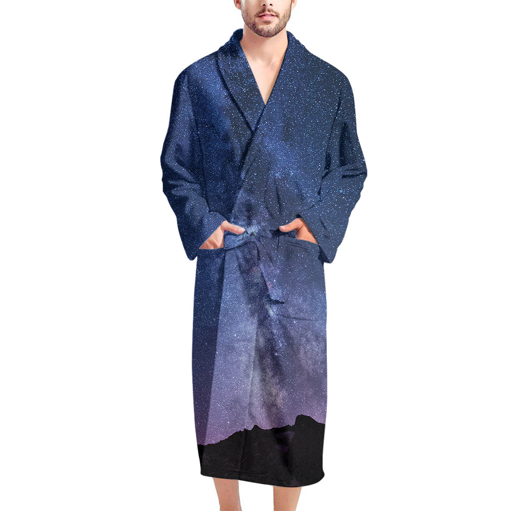 Stars Night Milky Way Print Men's Bathrobe