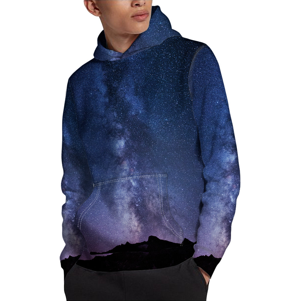 Stars Night Milky Way Print Pullover Hoodie