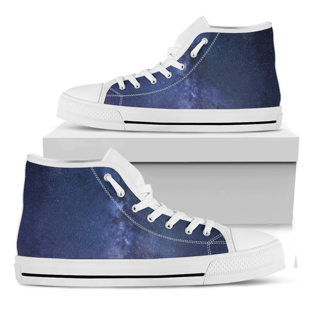 Stars Night Milky Way Print White High Top Shoes