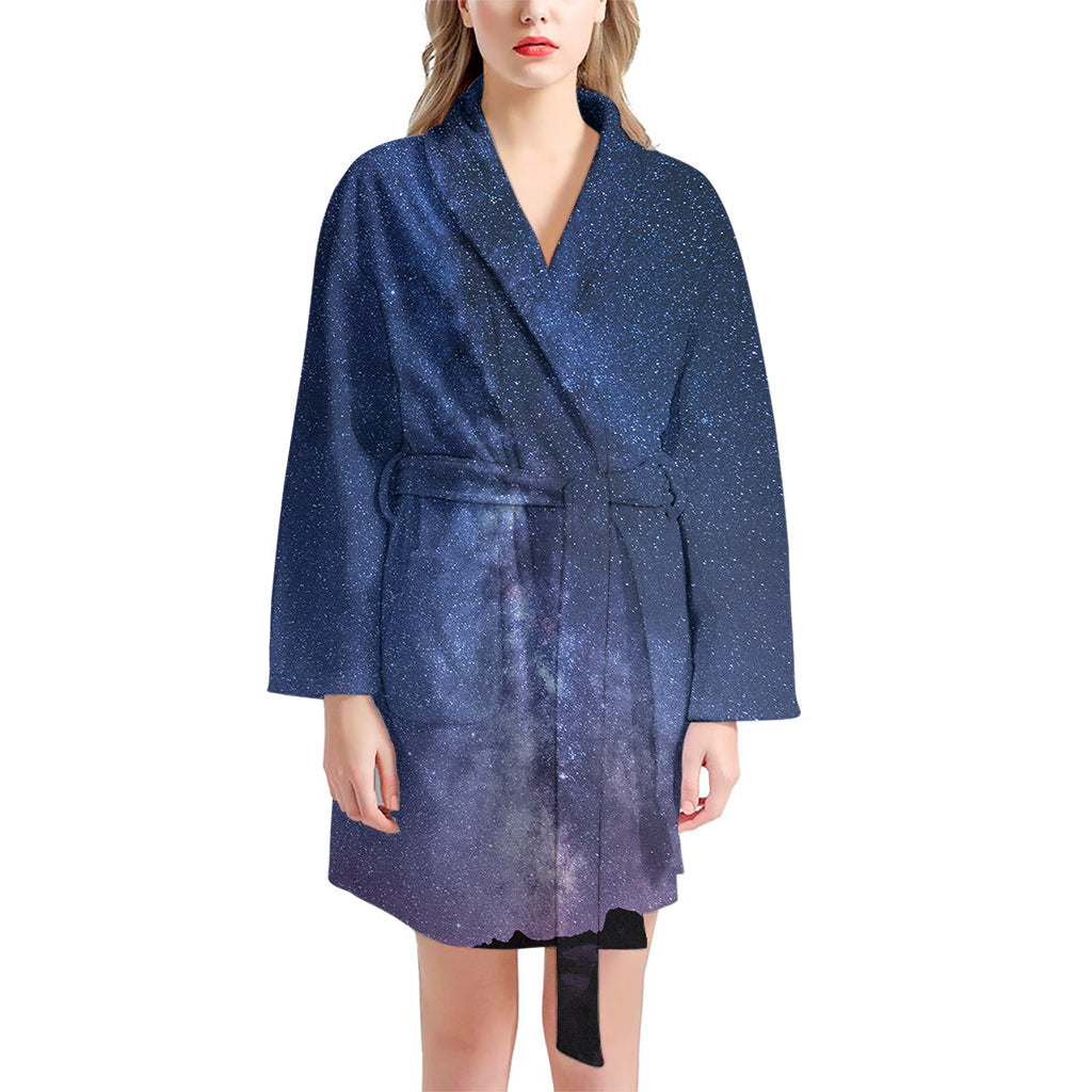 Stars Night Milky Way Print Women's Bathrobe