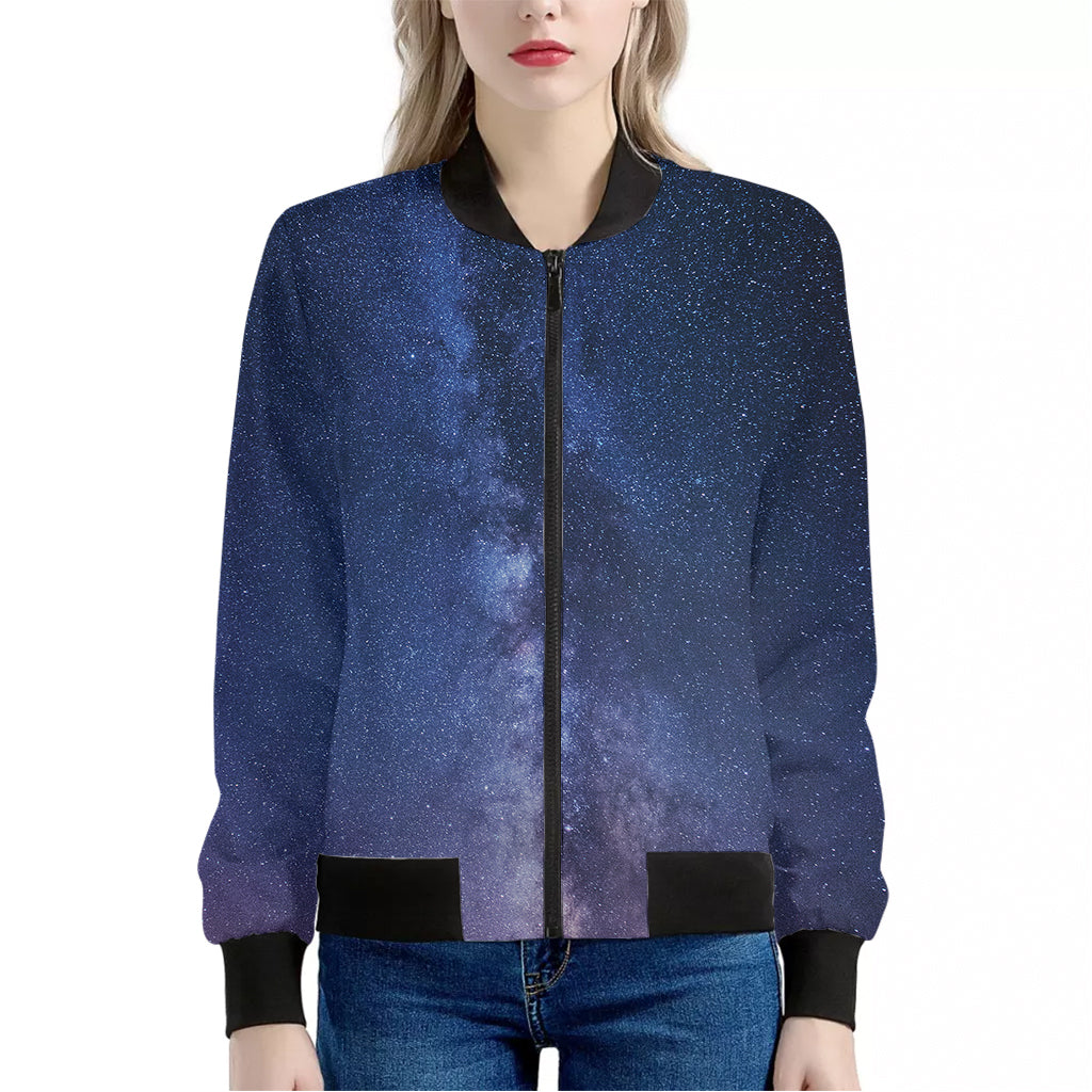 Stars Night Milky Way Print Women's Bomber Jacket