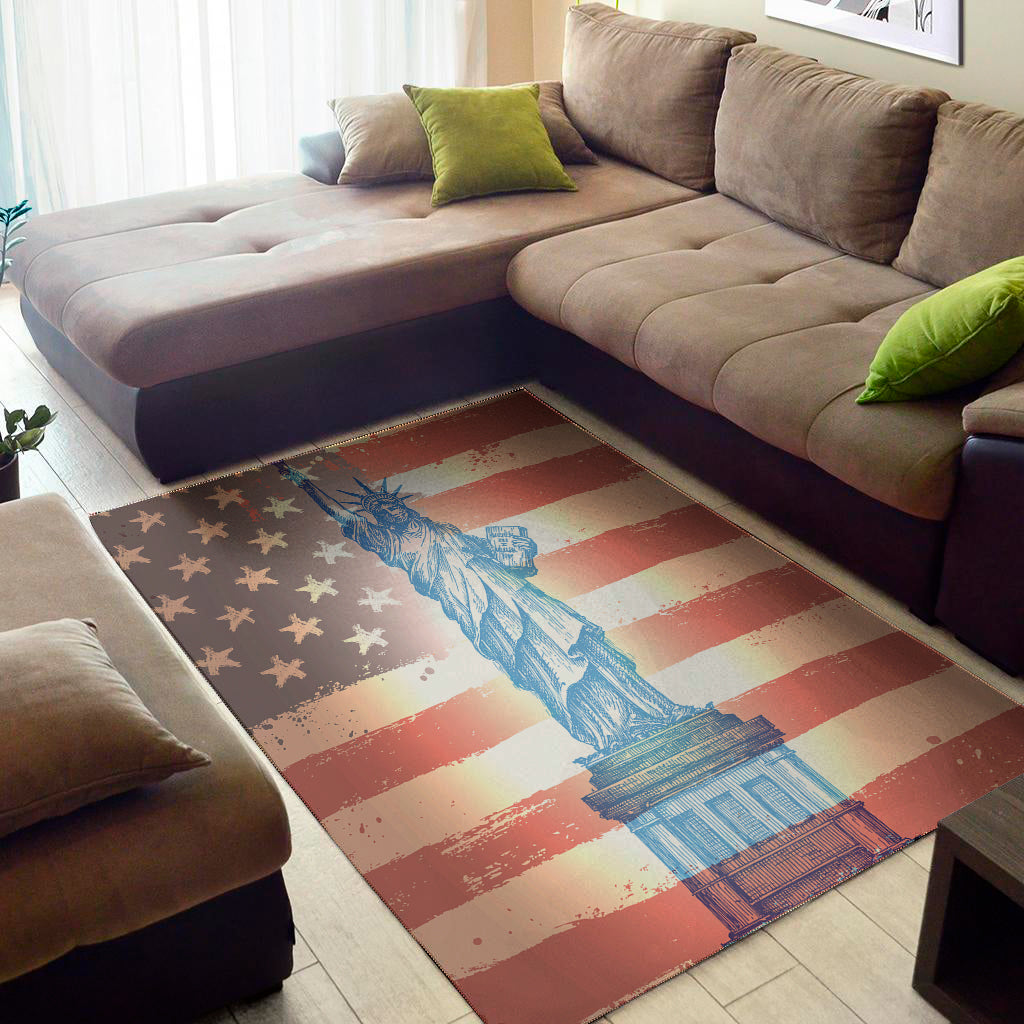 Statue of Liberty USA Flag Print Area Rug