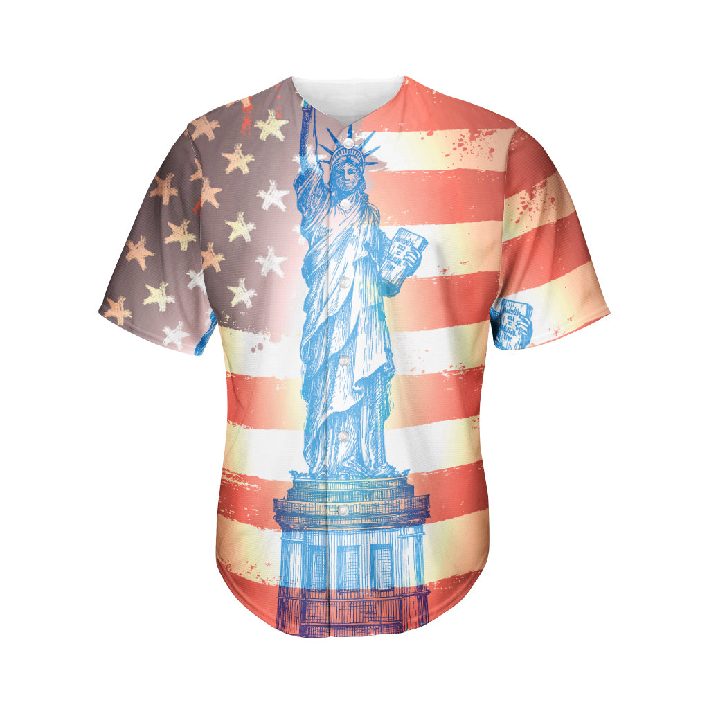 Statue of Liberty USA Flag Print Men's Baseball Jersey