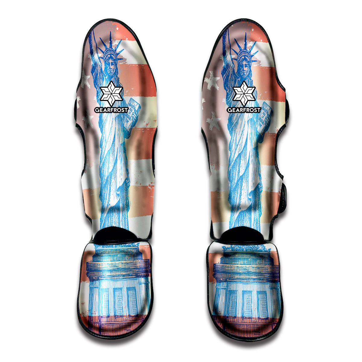 Statue of Liberty USA Flag Print Muay Thai Shin Guards