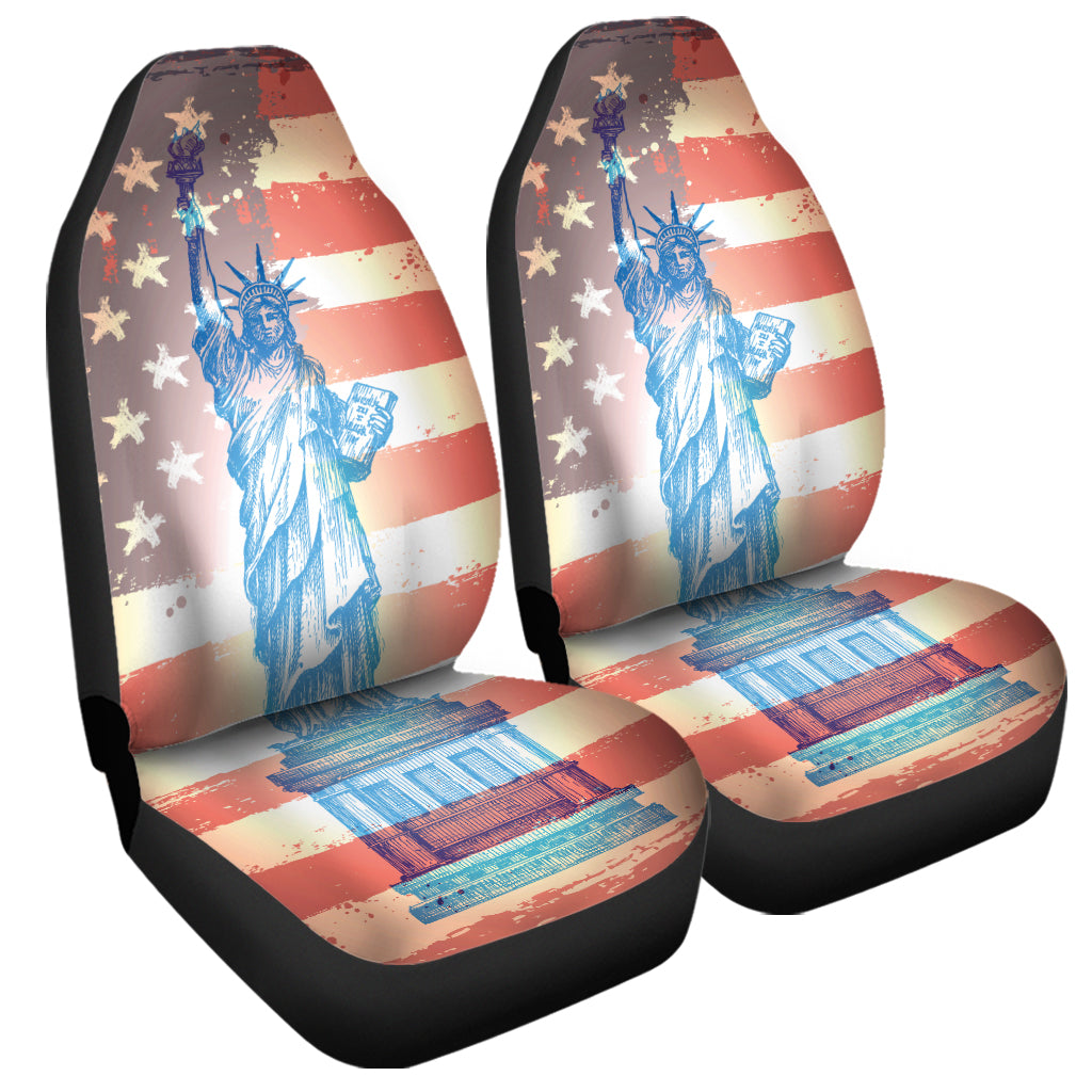 Statue of Liberty USA Flag Print Universal Fit Car Seat Covers