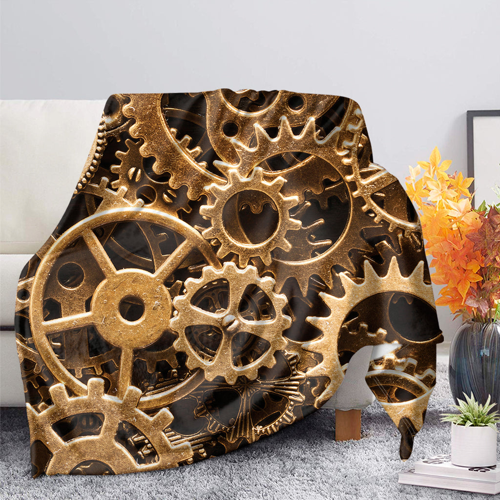 Steampunk Brass Cogs And Gears Print Blanket