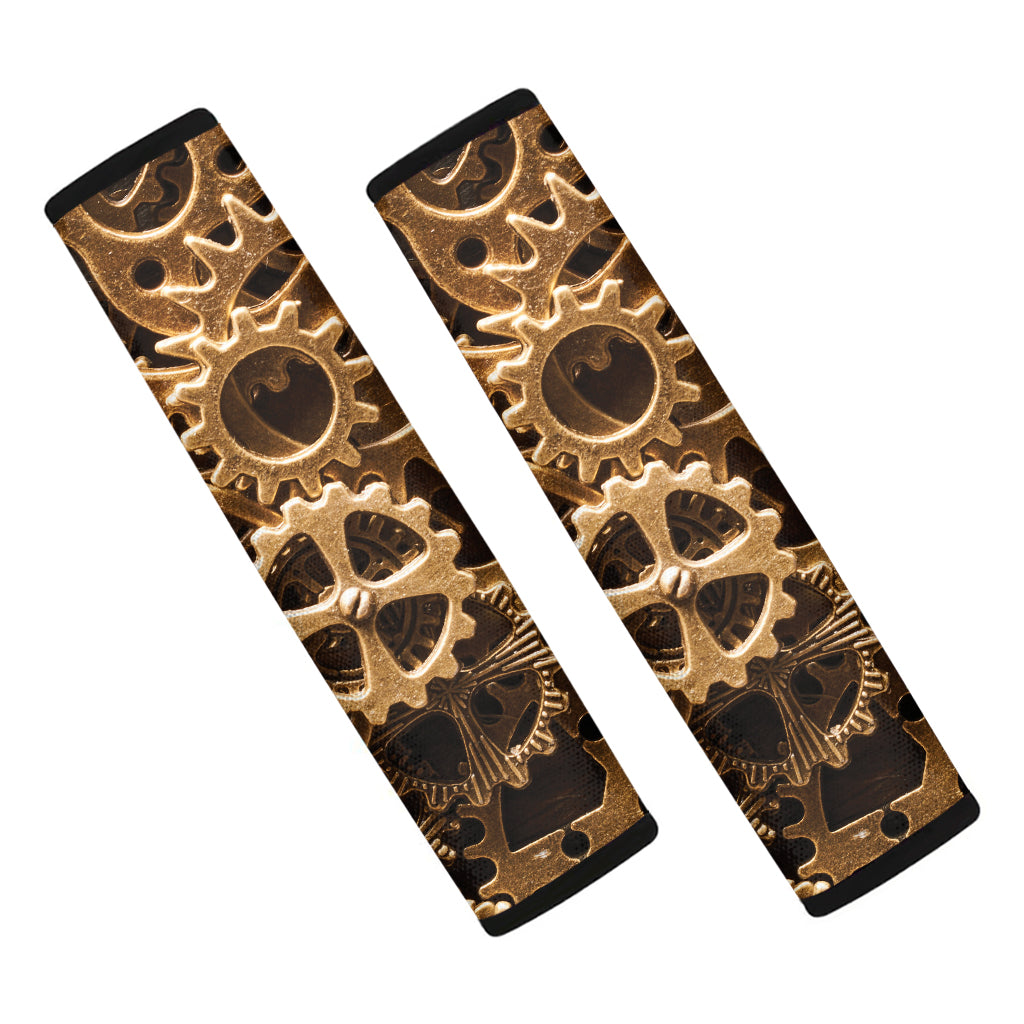 Steampunk Brass Cogs And Gears Print Car Seat Belt Covers