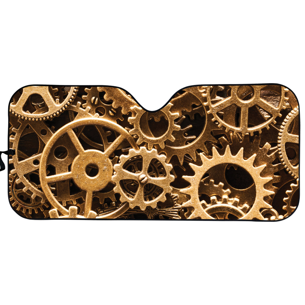 Steampunk Brass Cogs And Gears Print Car Sun Shade