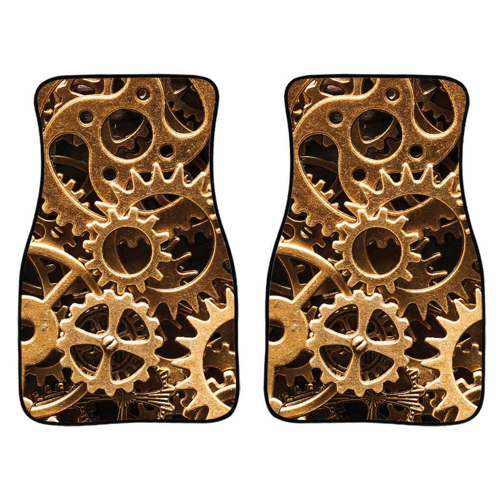 Steampunk Brass Cogs And Gears Print Front Car Floor Mats