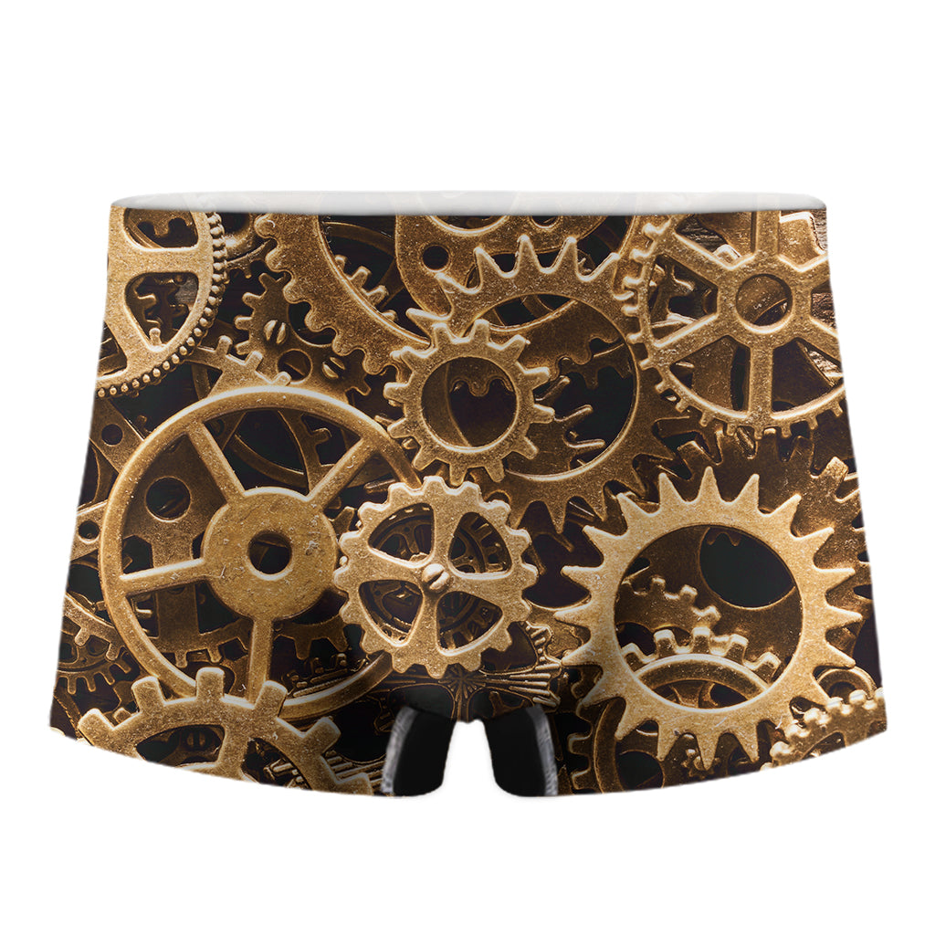 Steampunk Brass Cogs And Gears Print Men's Boxer Briefs