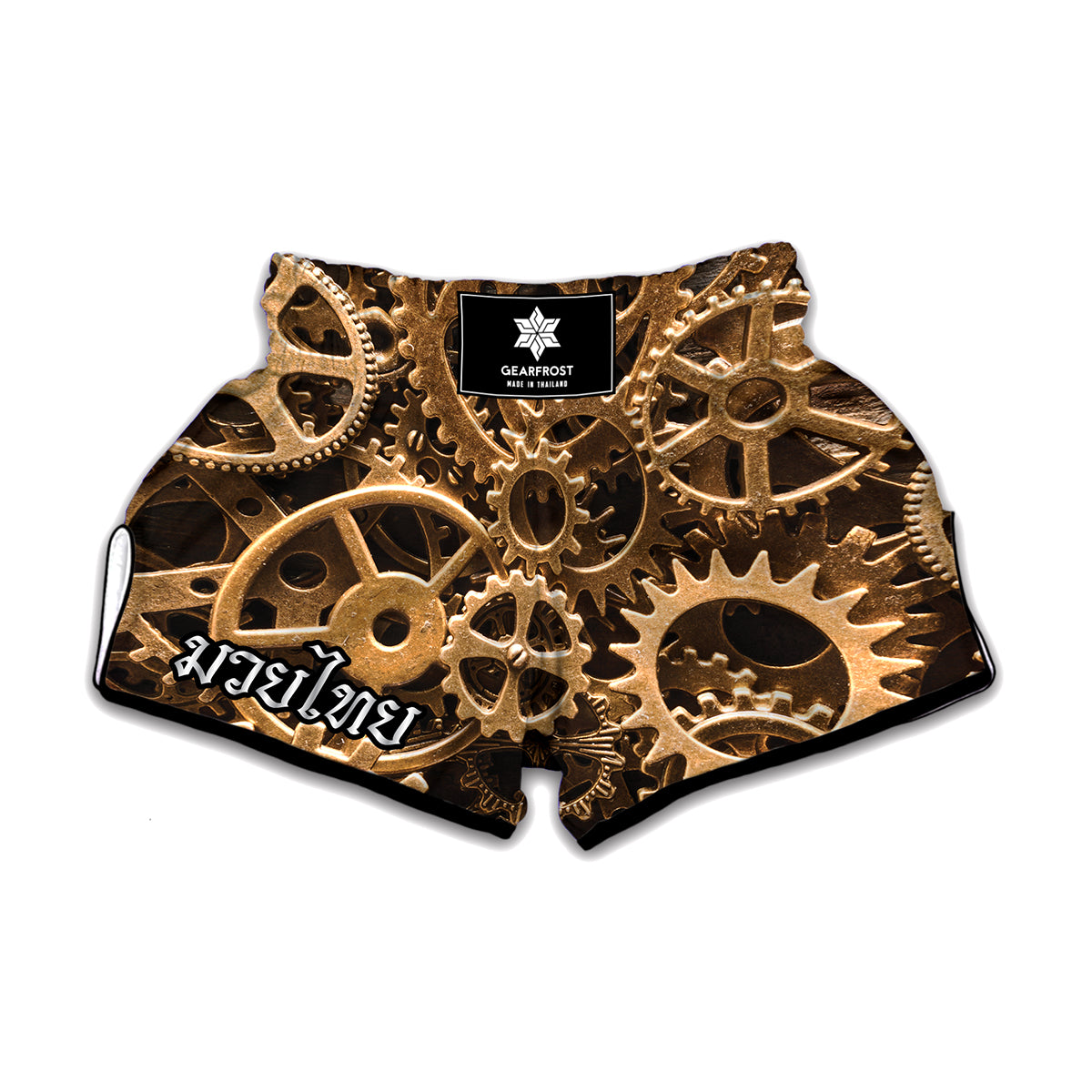 Steampunk Brass Cogs And Gears Print Muay Thai Boxing Shorts