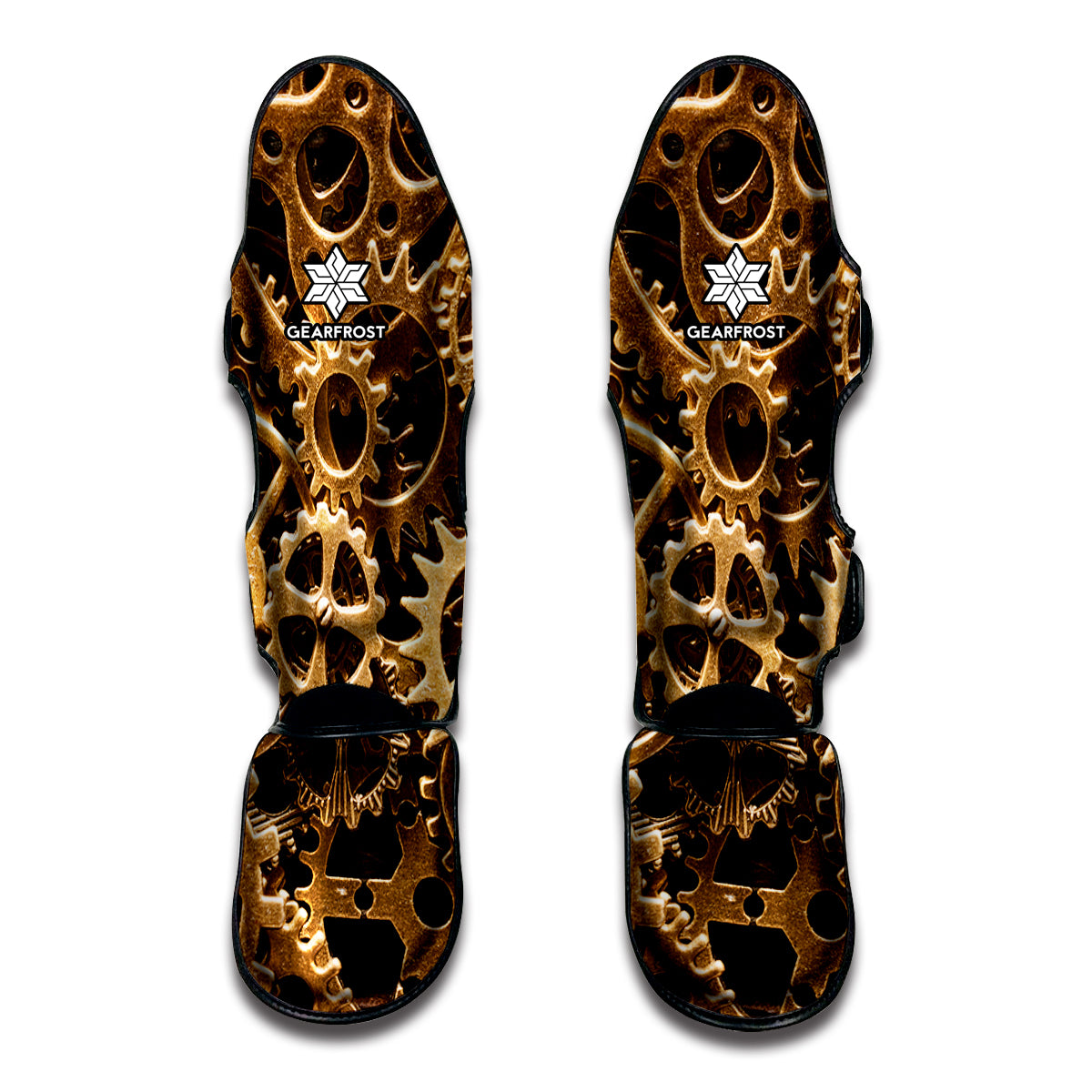 Steampunk Brass Cogs And Gears Print Muay Thai Shin Guards