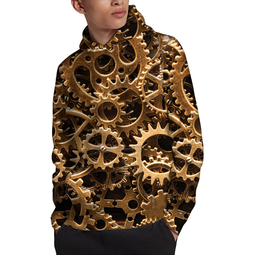 Steampunk Brass Cogs And Gears Print Pullover Hoodie